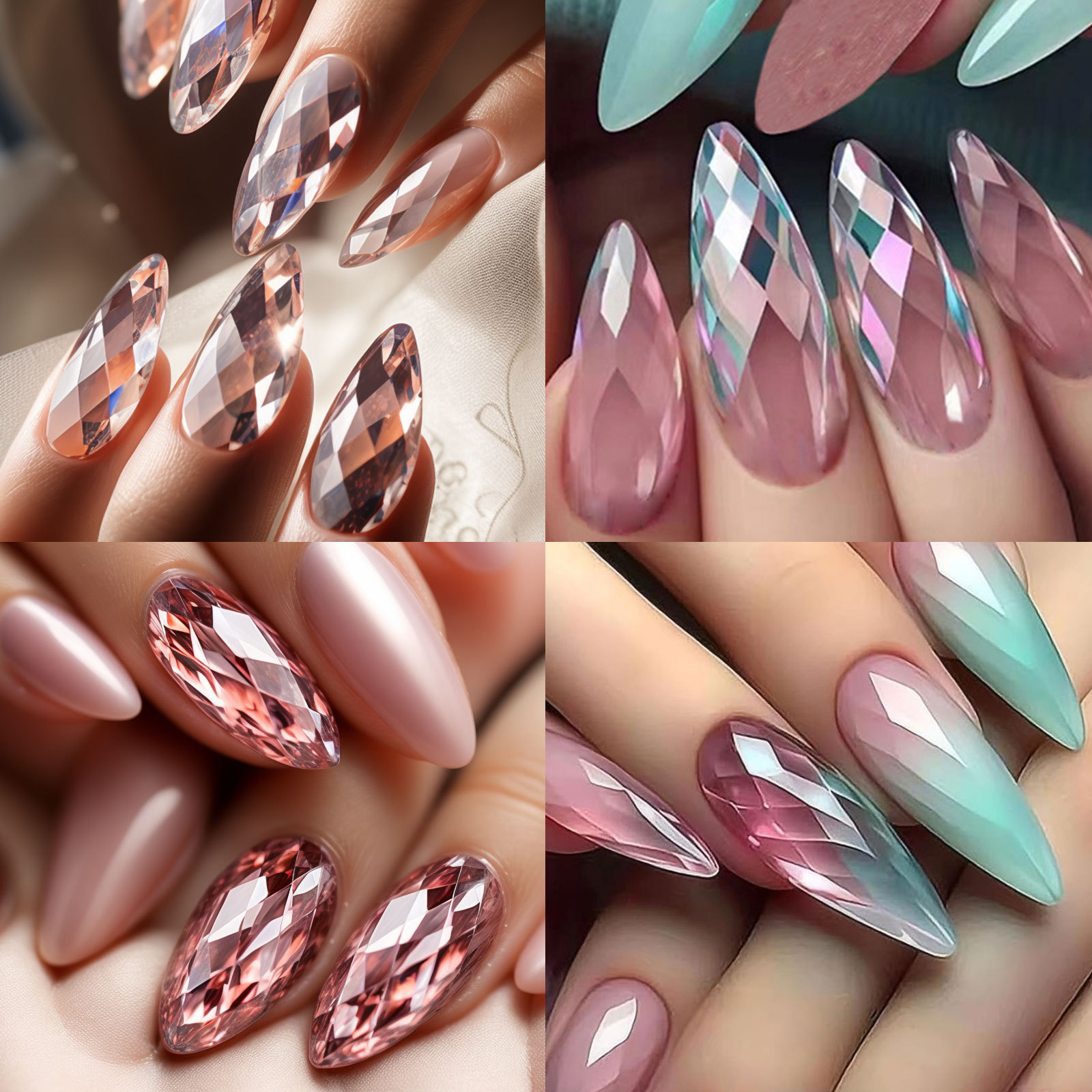 120/140Pcs Luxury Diamond Almond Press On False Nail Tips Classic Trapezoidal Full Cover Soft Fake Nails Extension DIY Manicure Salon Tools E0153A view 2