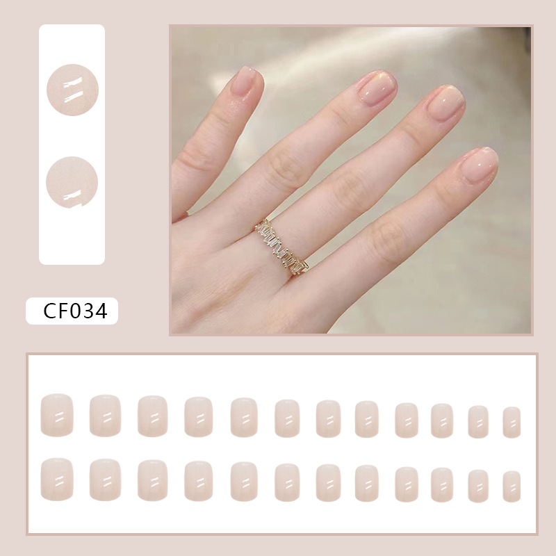 24Pcs Medium length Square Head Europe United States Fake Nail Sweet Girl Glitter False Nails Full Removable Press on Nail Art E0117A view 6