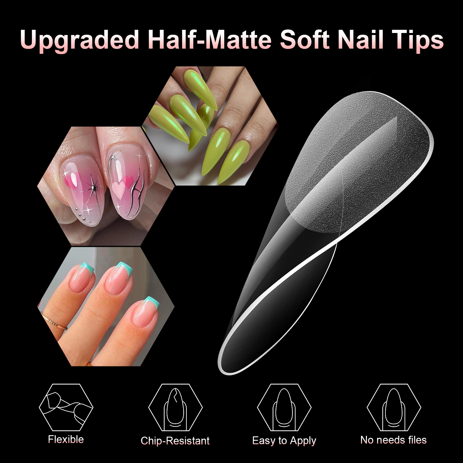 120pcs Semi-Matte Extension Soft Gel Tips Almond Stiletto Coffin French False Nails Full Cover Acrylic Salon Home Press On Nails E0185 view 6