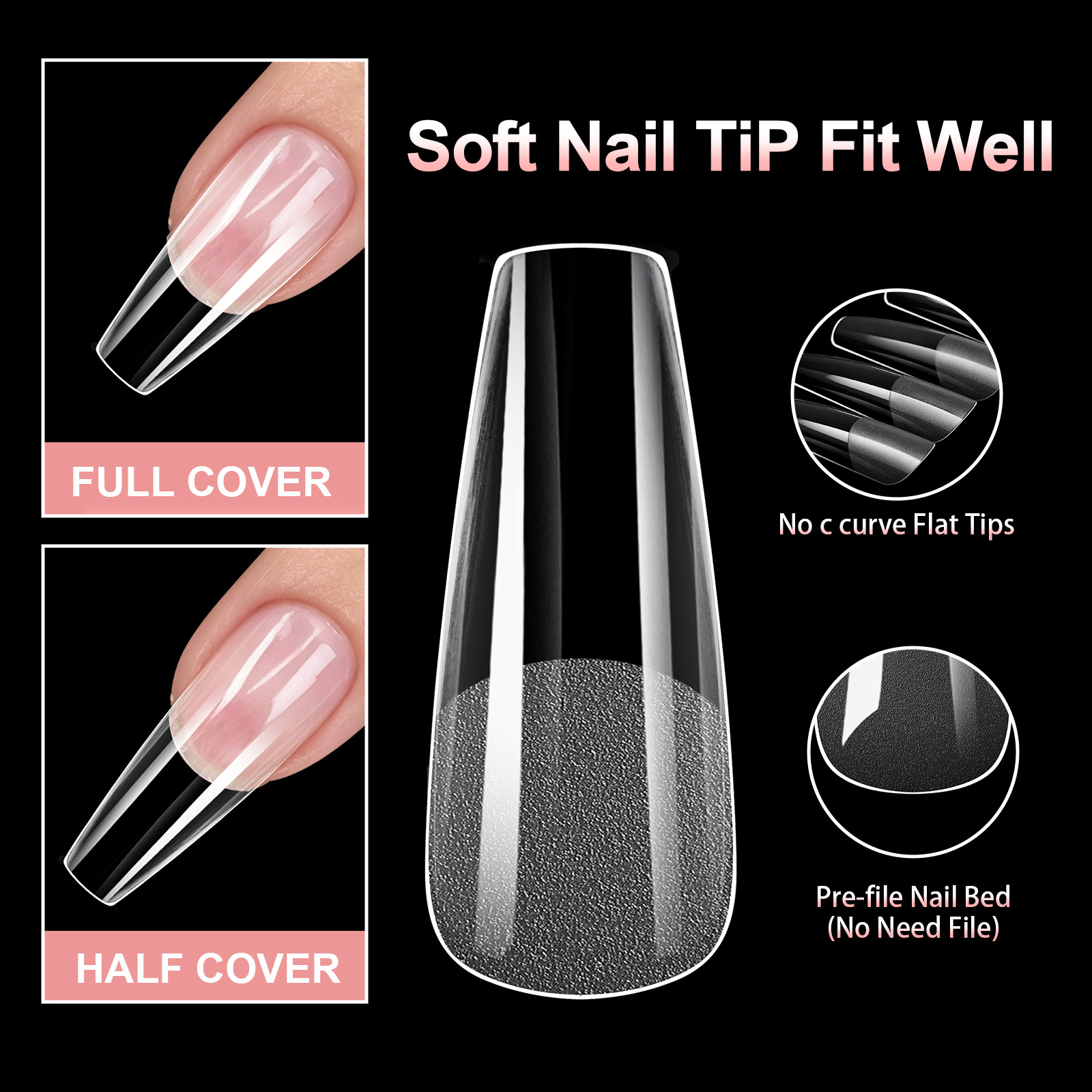 120pcs Semi-Matte Extension Soft Gel Tips Almond Stiletto Coffin French False Nails Full Cover Acrylic Salon Home Press On Nails E0185 view 7