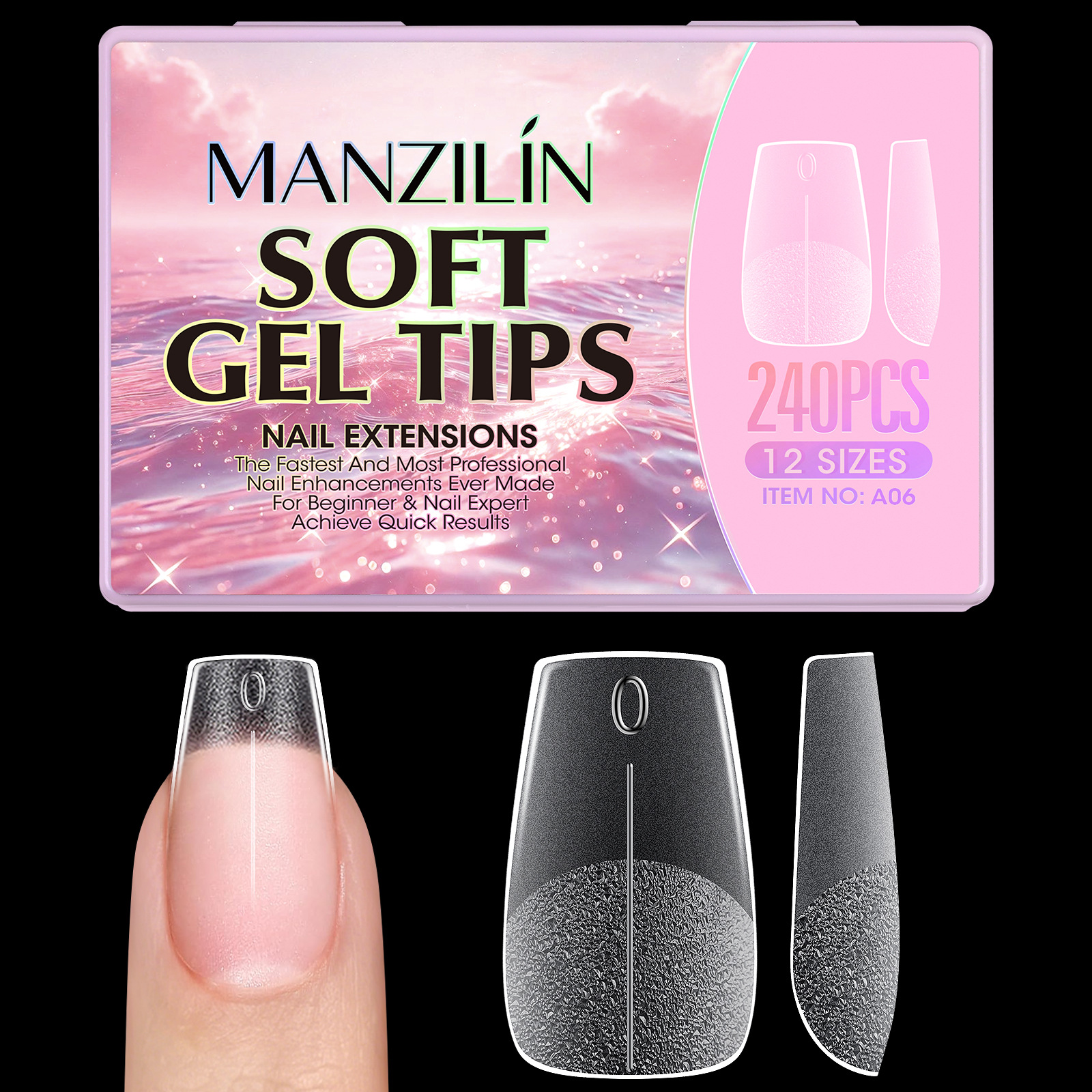 240pcs Short Almond Soft Gel X Nail Tips Full Cover Coffin Stiletto Frosted Matte Fake Nails Press On Nails DIY Salon Manicure E0154A view 9