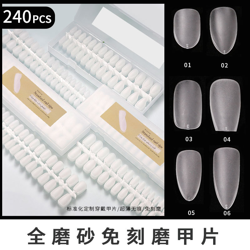 240pcs Press Ons Nails Tips Full Cover Ultra-Thin False Nails Patches Gel Clear Fake Nails Extension Art Accessories E0152A