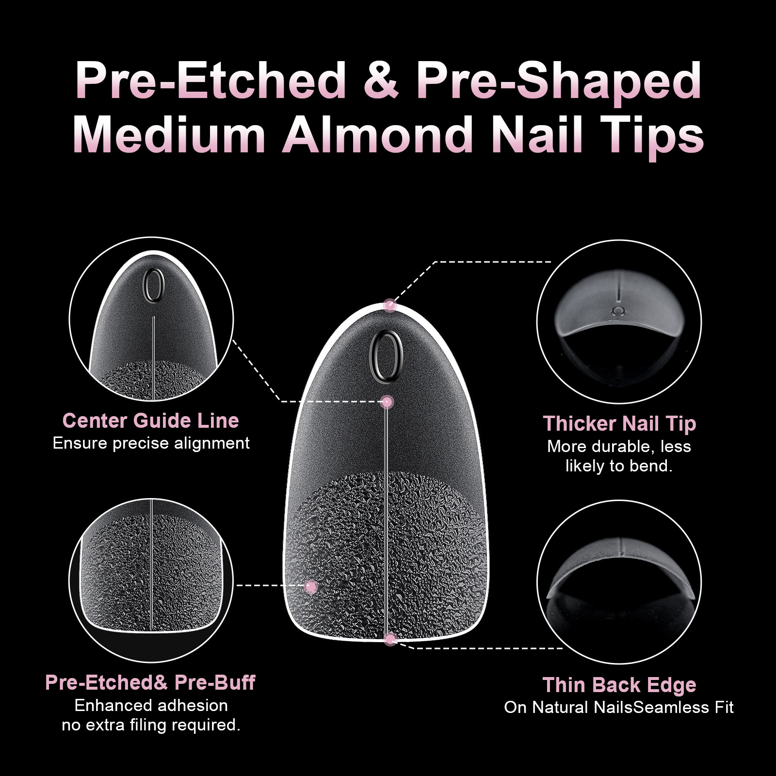 240pcs Short Almond Soft Gel X Nail Tips Full Cover Coffin Stiletto Frosted Matte Fake Nails Press On Nails DIY Salon Manicure E0154A view 2