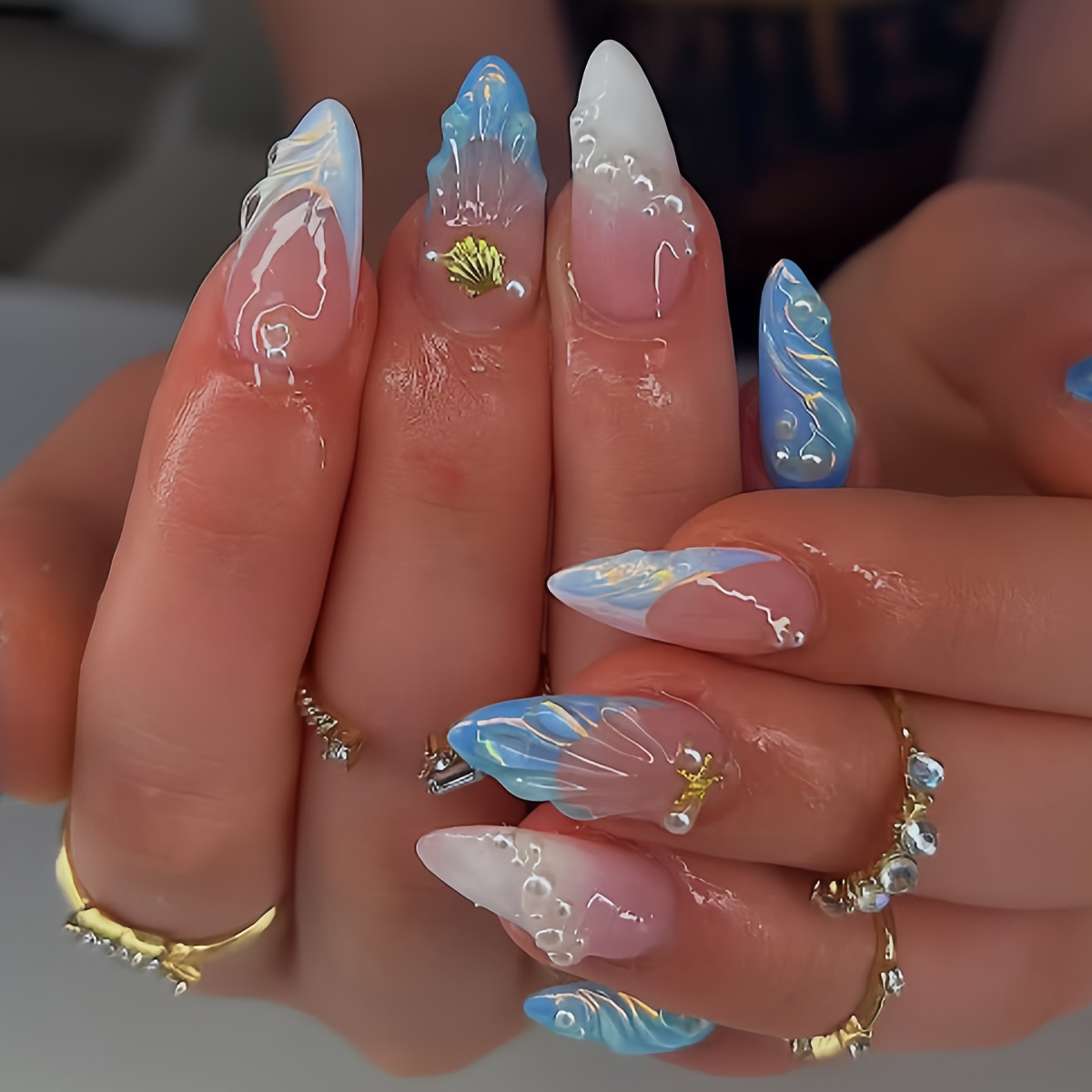 24pcs Pink Press on Nails with Polka Dot Pattern Design Almond Full Cover Nail Tips Acrylic French False Nail Simple Fake Nail E0149A view 8