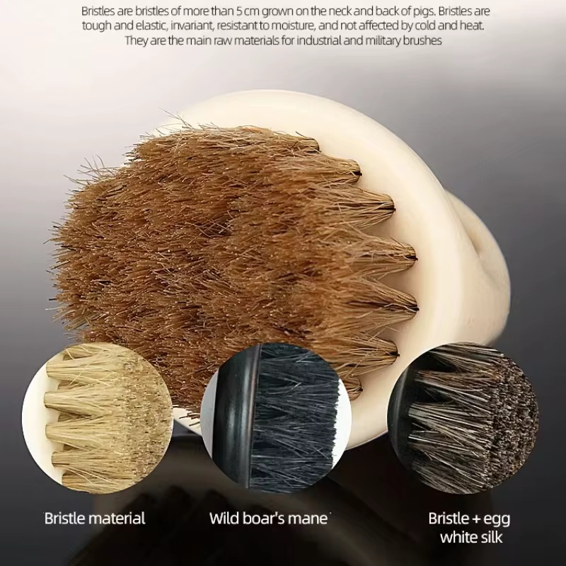 Men Beard Shaving Brush Wild Boar Fur Soft Barber Salon Facial Cleaning Shave Tools Razor Brush with Handle Styling Accessory E0308