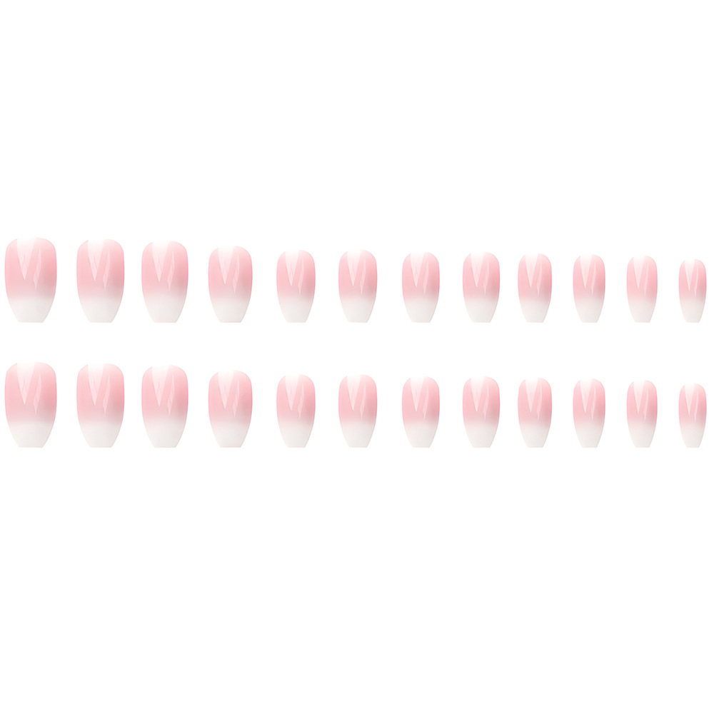 24Pcs Simple White French Press on Fake Nails with Shiny Powder Short Square Head False Nails Tips Reusable Stick-on Manicure E0159A view 10