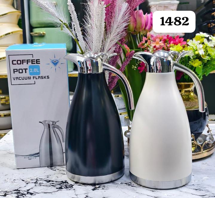 SUNDABESTS 2.0L Stainless Steel Vacuum Coffee Pot – Large Thermos Flask Kettle with Double Wall Insulation for Hot & Cold Drinks, Heavy Duty Silver Vacuum Flask for Home Office Travel & Outdoor