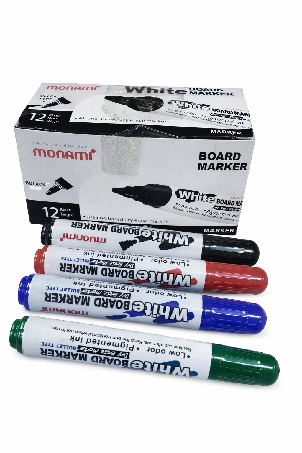 Monami White Board Marker (1pc) – Low Odor Dry Erase Marker with Bullet Tip for Office, Classroom & Home