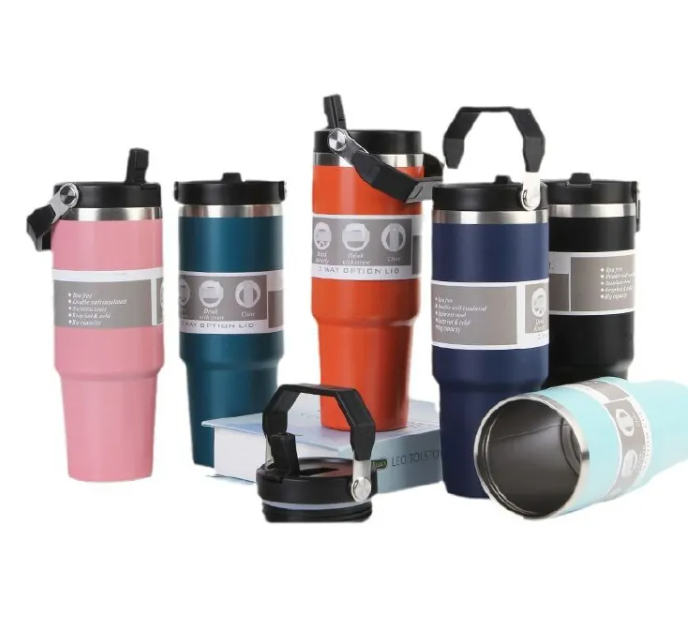 900ml Thermal Water Bottle with Straw – Large Stainless Steel Thermos Flask, Double Wall Vacuum Insulated for Hot & Cold Drinks, Leak-Proof Travel Mug with Handle – Home Office & Outdoor