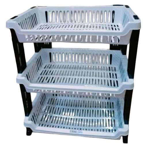 Kenstar 4-Tier Multipurpose Plastic Kitchen Rack/ Dish Rack – Black & White Vegetable, Dish & Storage Organizer Shelf a Must Have  Utility Rack fruit rack utensils rack Dish Rack