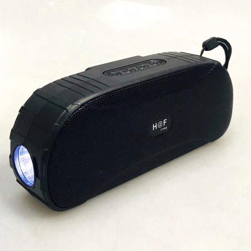 H@F HF-F1068A Portable Bluetooth Speaker – Multi-Function Wireless Speaker with FM Radio, Built-in Flashlight & Carrying Strap (5W, USB/TF Playback)