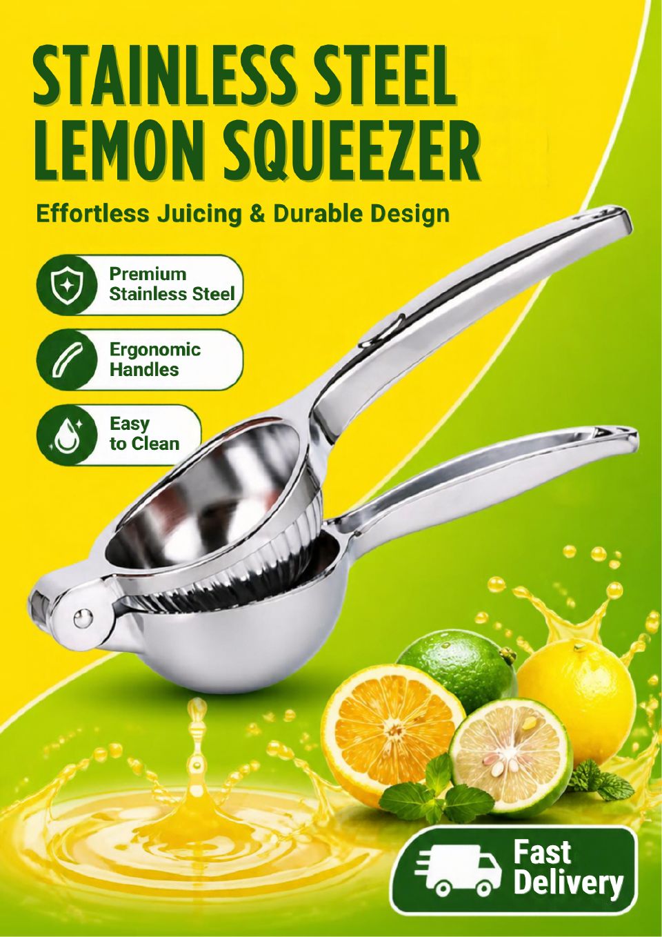 Stainless steel  Lemon Squeezer – Heavy Duty  Lemon extractor inless Steel Citrus Press Juicer for Lemons (ndimu), Limes & Oranges, Ergonomic Handle & Easy-Pour Design for Kitchen, Bar & Home Us