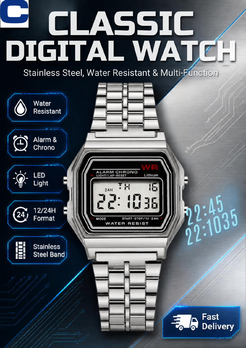 Casio Design Unisex High-Quality Business Multifunction LED Digital  Wrist Watch – Waterproof & Stylish for Men and Women