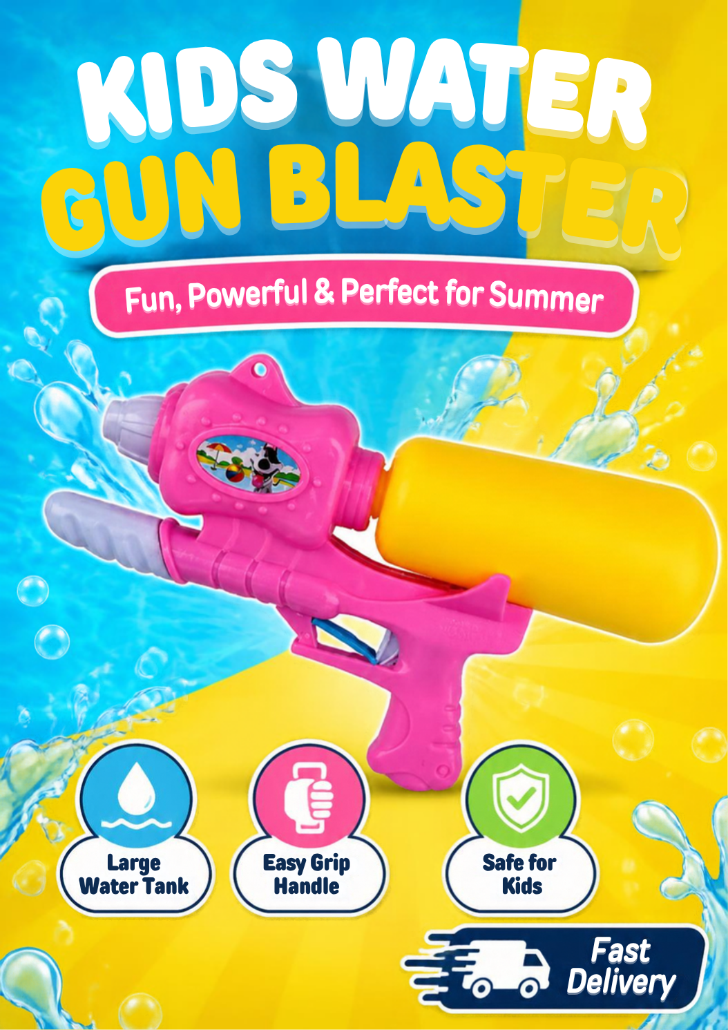 Children's Plastic Water Gun Toy – Tank-Style Reservoir Blaster with Military Print, Outdoor Summer Splash Toy for Kids, Holi Festival Water Game – Large Capacity Squirt Gun for Boys & Girls