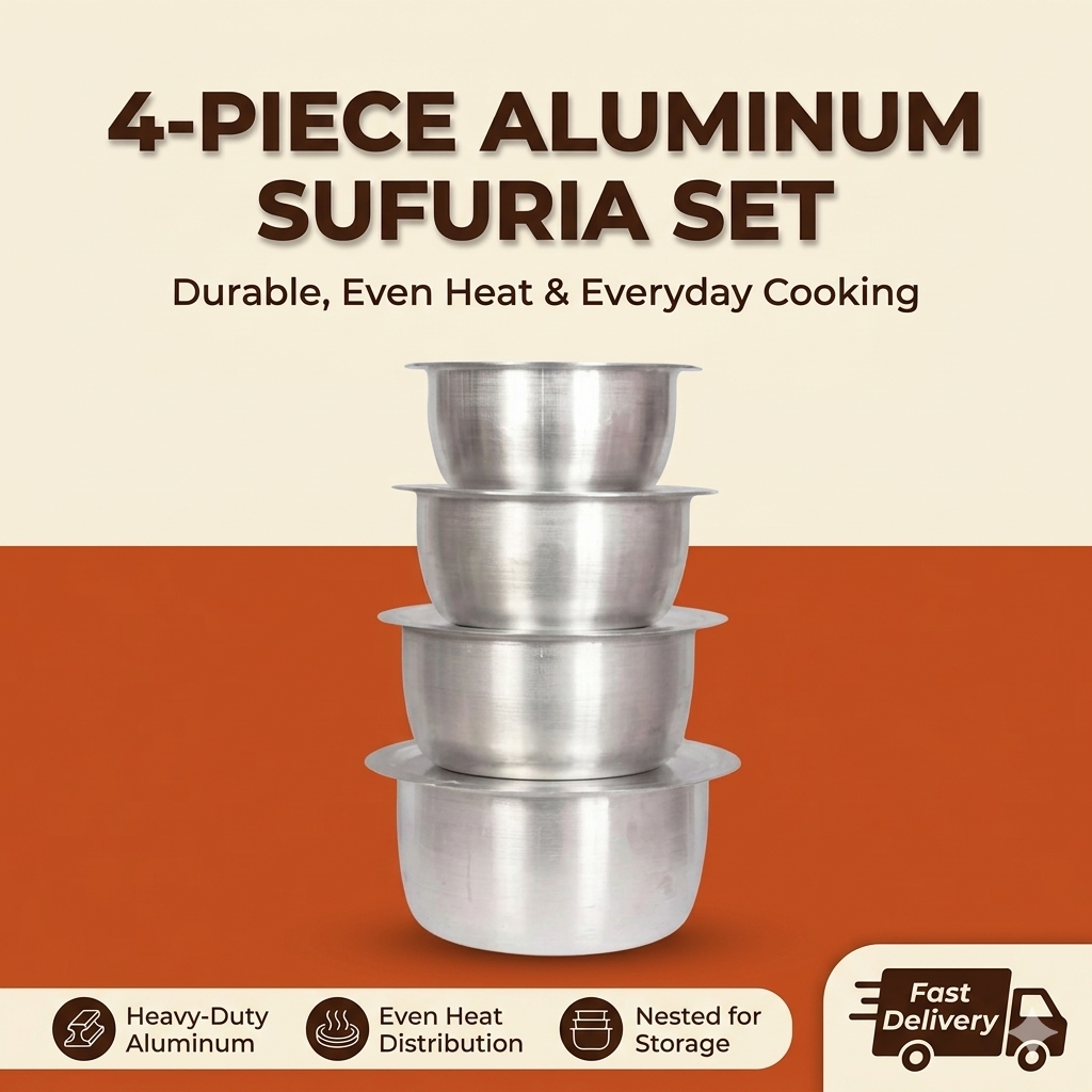 4 PCS High-Quality Aluminium Sufuria Set – Non-Stick Cooking Pots  for Everyday Kitchen Use Cookware for efficient Cooking, Kitchen Utensils full time Cooking No Lids