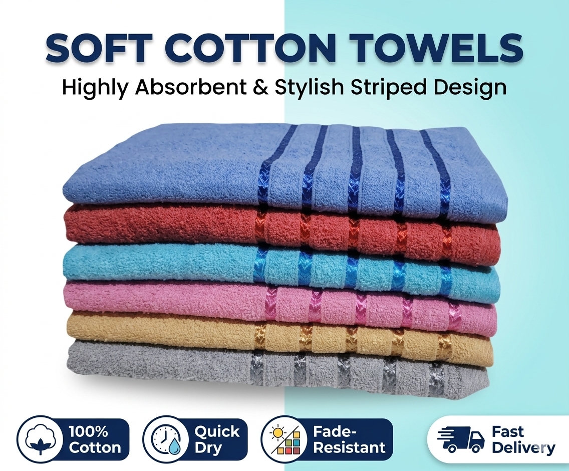 Medium Bath Towel - Soft, Absorbent, Quick-Dry Cotton Towel for Bathroom, Shower, and Travel Crafted from 100% Premium Cotton for Exceptional Softness, Absorbency, and Durability