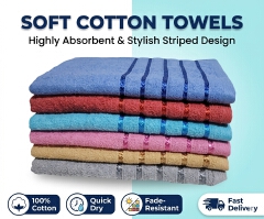 Medium Bath Towel - Soft, Absorbent, Quick-Dry Cotton Towel for Bathroom, Shower, and Travel Crafted from 100% Premium Cotton for Exceptional Softness, Absorbency, and Durability