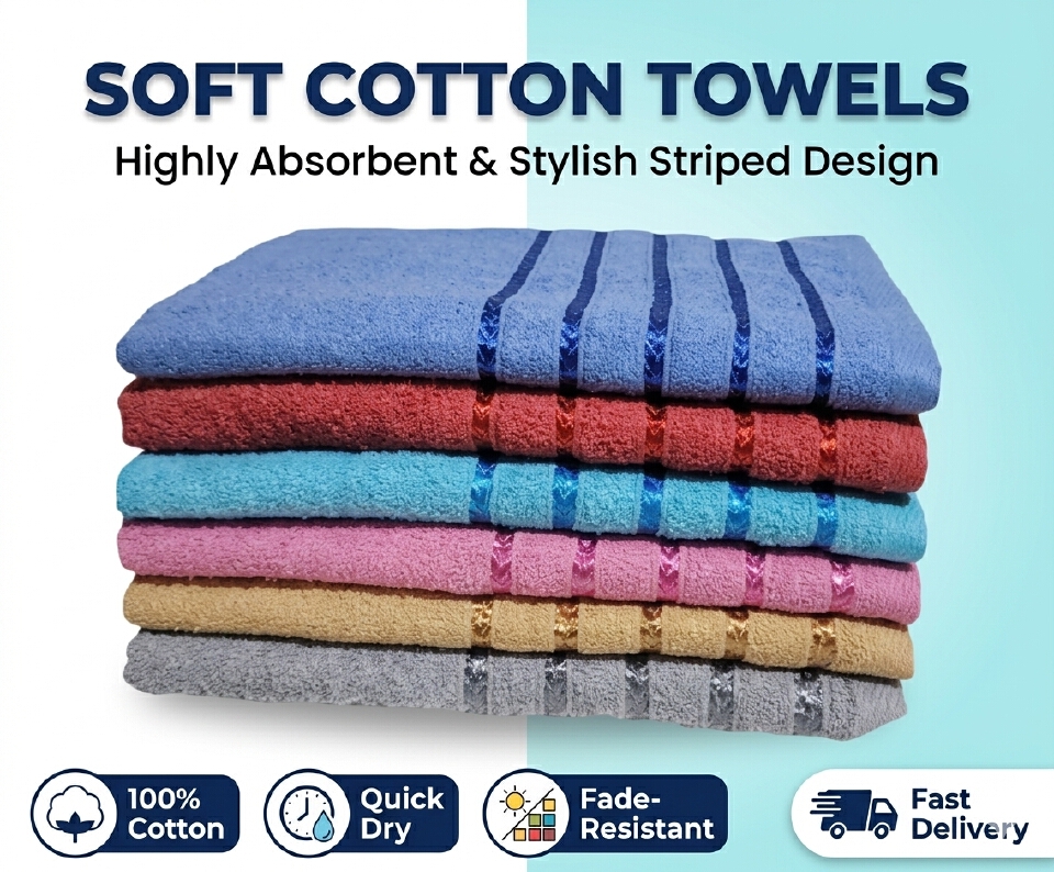 Medium Bath Towel - Soft, Absorbent, Quick-Dry Cotton Towel for Bathroom, Shower, and Travel Crafted from 100% Premium Cotton for Exceptional Softness, Absorbency, and Durability
