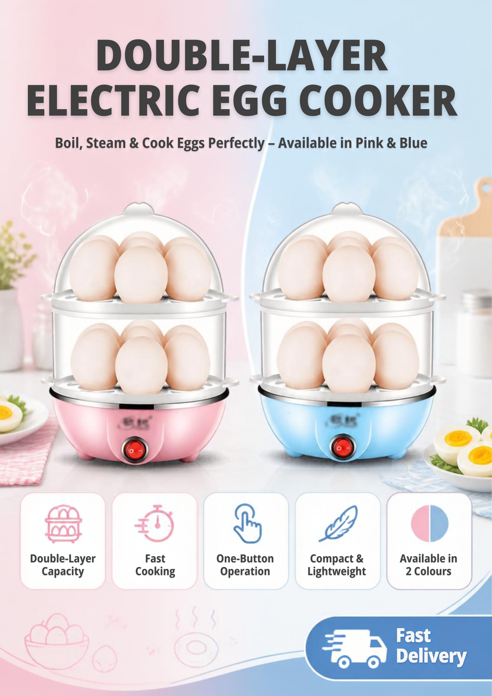 7-14 Eggs Electric Egg Boiler & Poacher – 350W Rapid Cooker with Auto Shut-Off, Stainless Steel Heating Plate & Measuring Cup for Soft, Medium & Hard Boiled Eggs