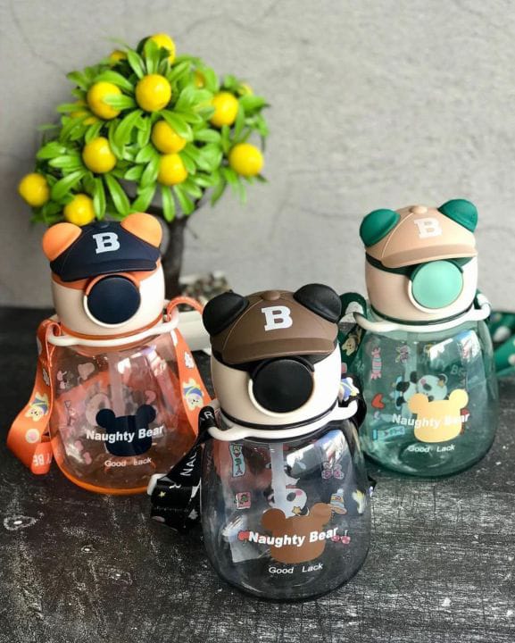 Naughty bear, hard to break  kids water bottle, 1PC