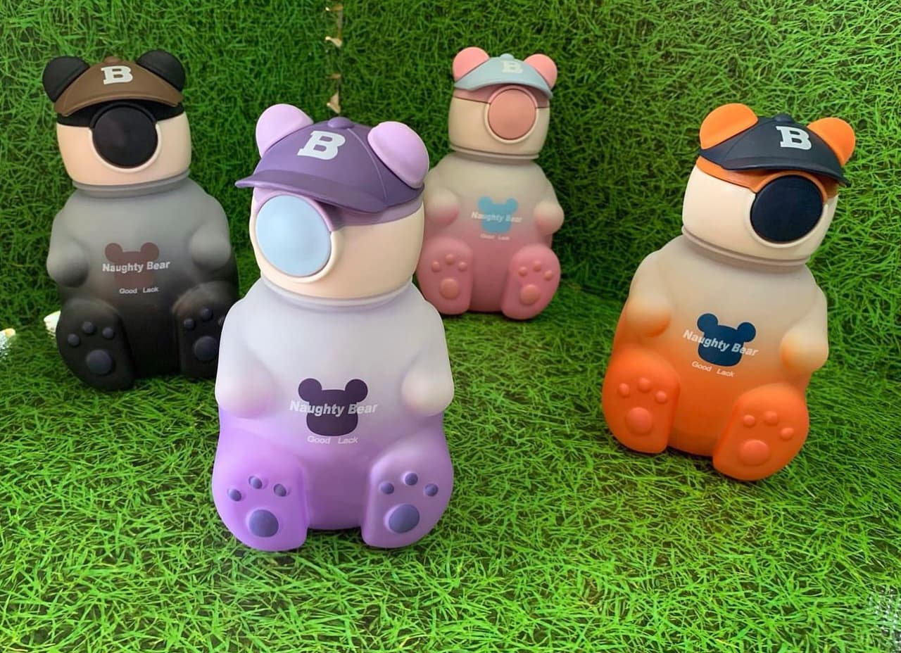 Naughty bear, hard to break  kids water bottle, 1PC