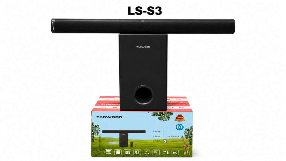 NEW TAGWOOD 12000W PMPO LS-S3 SOUNDBAR SPEAKER SYSTEM WITH BLUETOOTH FM RADIO USB AND A FULLY FUNCTIONAL REMOTE CONTROL