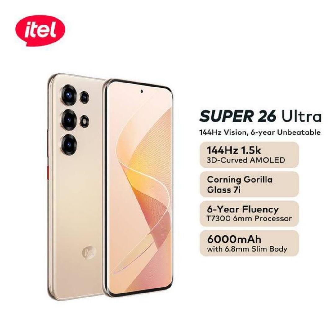 🔥OFFER🔥BRAND NEW itel S26 Ultra 256GB+16(8+8)GB Curved 6.8" 144Hz AMOLED Display 50MP Camera Massive 6000mAh Battery 18W Fast Charging Under-Display Fingerprint itel Super 26 Ultra AI Smartphone ite