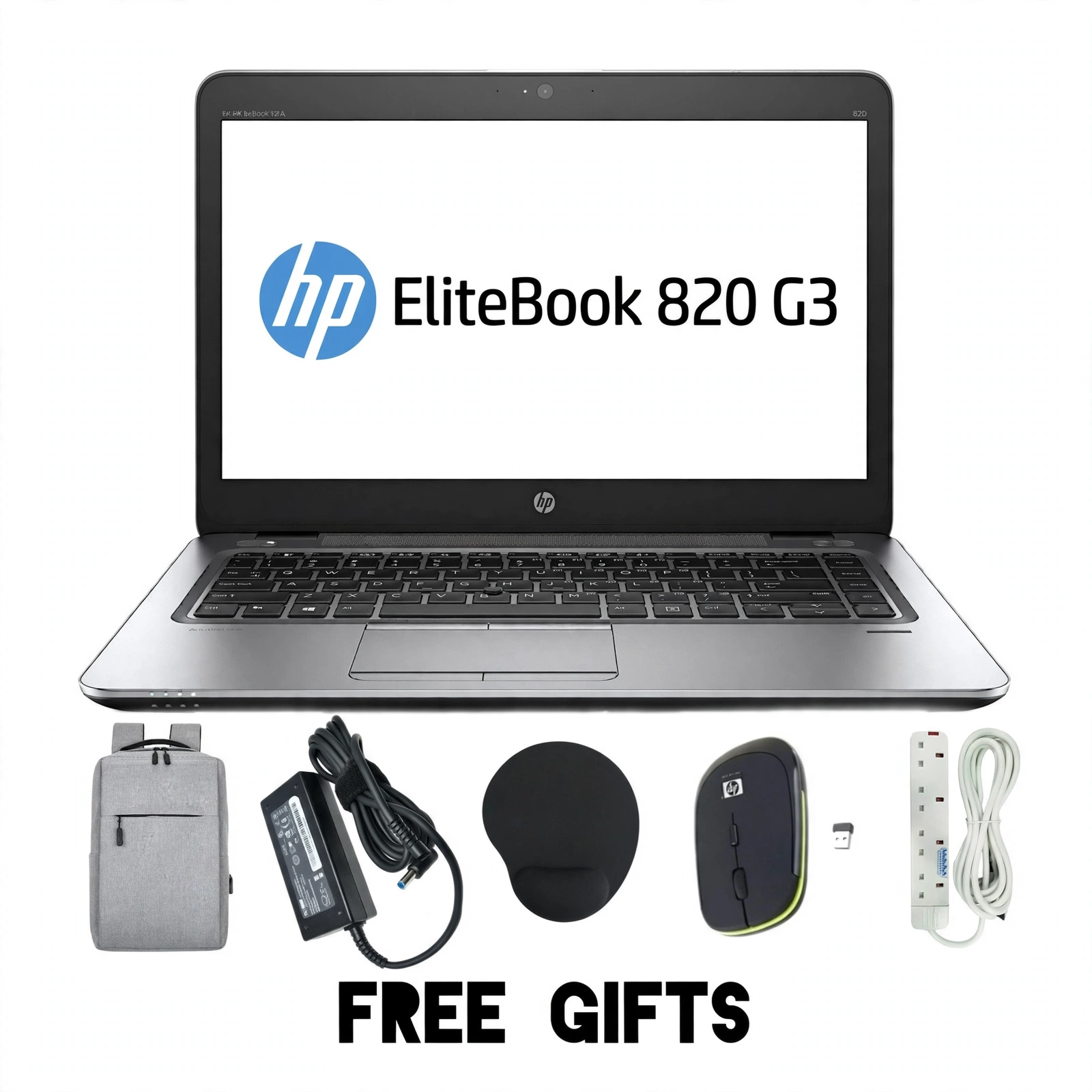 🔥[HP] 🔥HP EliteBook 820 G3 Refurbished Laptop, Intel Core i5, 8GB RAM, 256GB SSD, 12.5" HD Display, Windows 11 Pro + MS Office + FREE Bag, Mouse-rechargable, Charger & Extension                   🔥