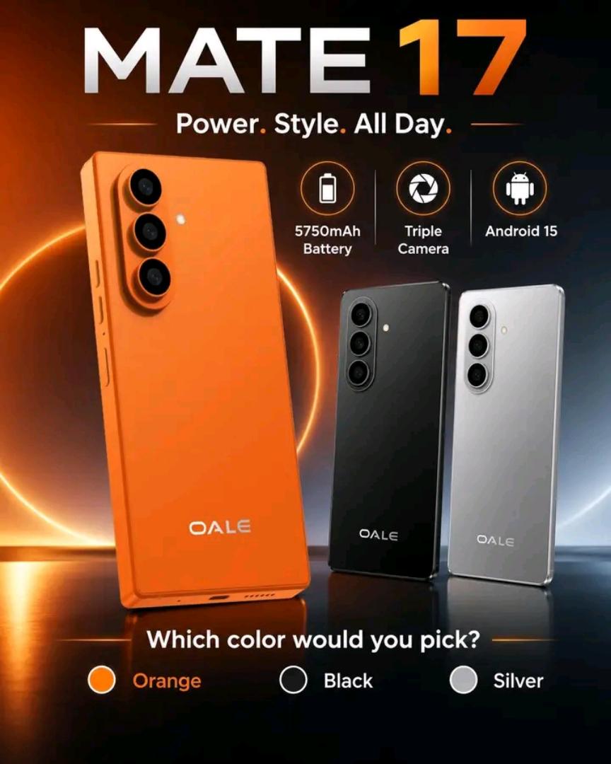 🔥OFFER !🔥Oale MATE 17 Android 15 Smartphone 6.75" HD+, 8+128GB, 5750mAh Battery Phone, 13+20MP Camera, 4G Dual SIM Side Fingerprint-Black                                                            .