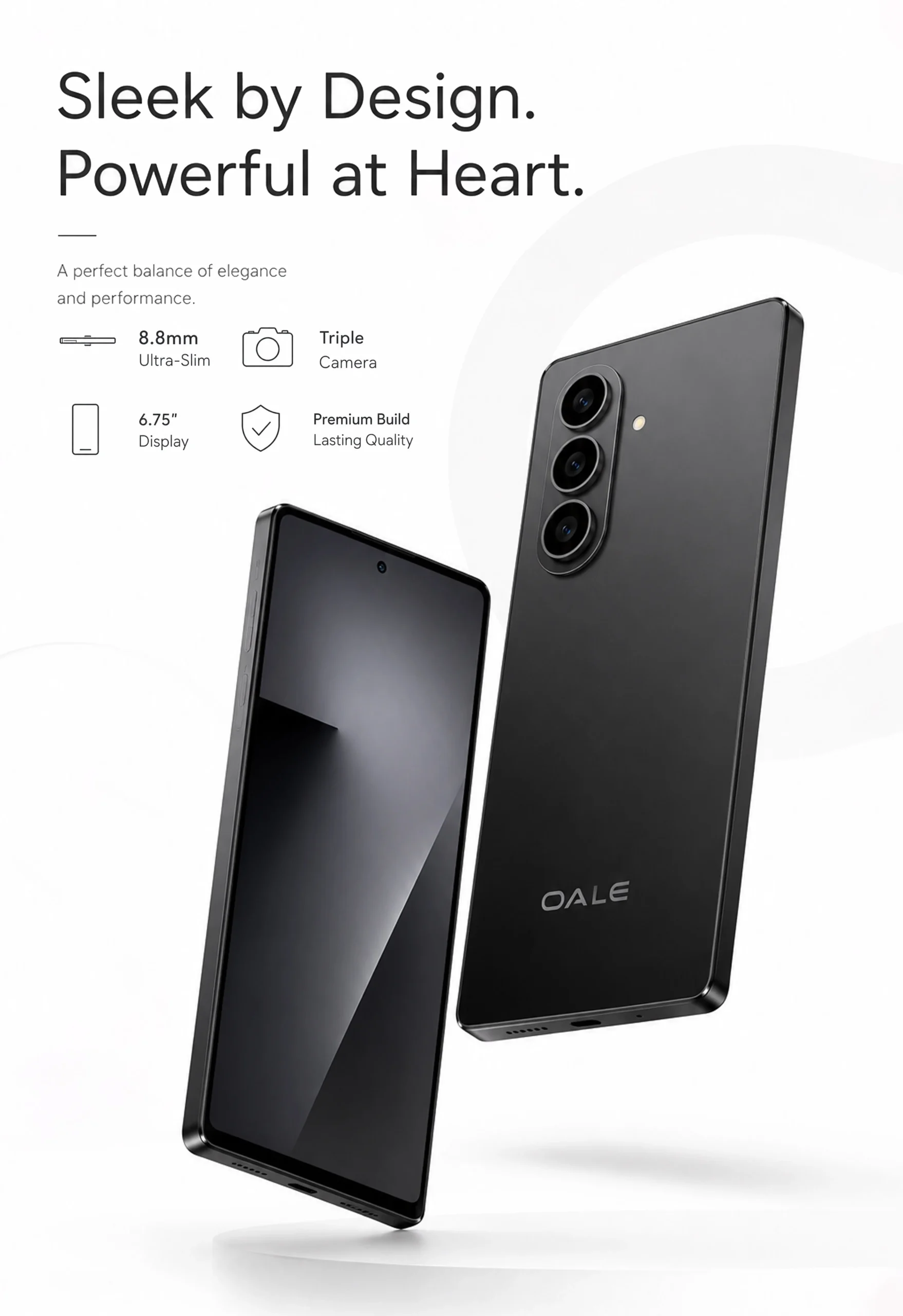 🔥OFFER !🔥Oale MATE 17 Android 15 Smartphone 6.75" HD+, 8+128GB, 5750mAh Battery Phone, 13+20MP Camera, 4G Dual SIM Side Fingerprint-Black                                                            .