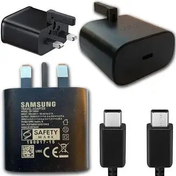 (Adapter+Cable) Samsung 25W Superfast Charger 2.0 and Adapter Type C to C Cable plus Adapter PD adapter charger for Samsung A series , S series, A23 A24 A25 A26 S25 S26 all Type C devices