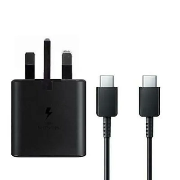 (Adapter+Cable) Samsung 25W Superfast Charger 2.0 and Adapter Type C to C Cable plus Adapter PD adapter charger for Samsung A series , S series, A23 A24 A25 A26 S25 S26 all Type C devices