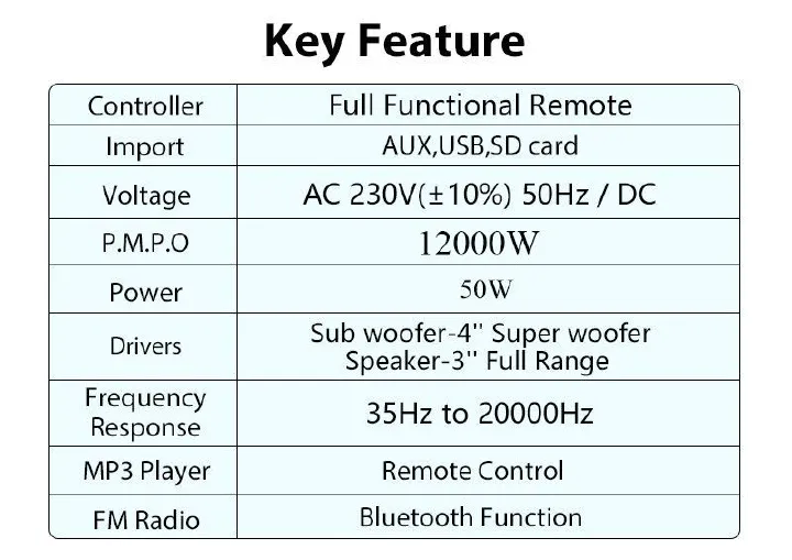 Tagwood TA-6303 12000 PMPO  3.1CH Woofer Subwoofer Bluetooth Cinema Home theater System Bluetooth Hi-Fi Speaker Speaker System Speaker bass speaker woofer BT/USB/SD/FM
