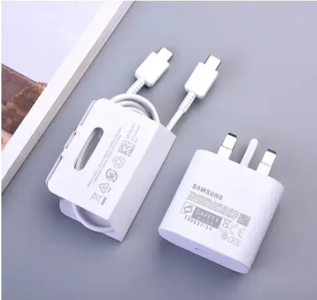 (Adapter+Cable) Samsung 25W Superfast Charger 2.0 and Adapter Type C to C Cable plus Adapter PD adapter charger for Samsung A series , S series, A23 A24 A25 A26 S25 S26 all Type C devices