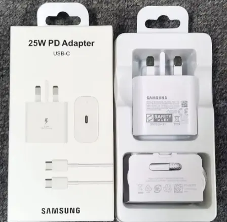 (Adapter+Cable) Samsung 25W Superfast Charger 2.0 and Adapter Type C to C Cable plus Adapter PD adapter charger for Samsung A series , S series, A23 A24 A25 A26 S25 S26 all Type C devices