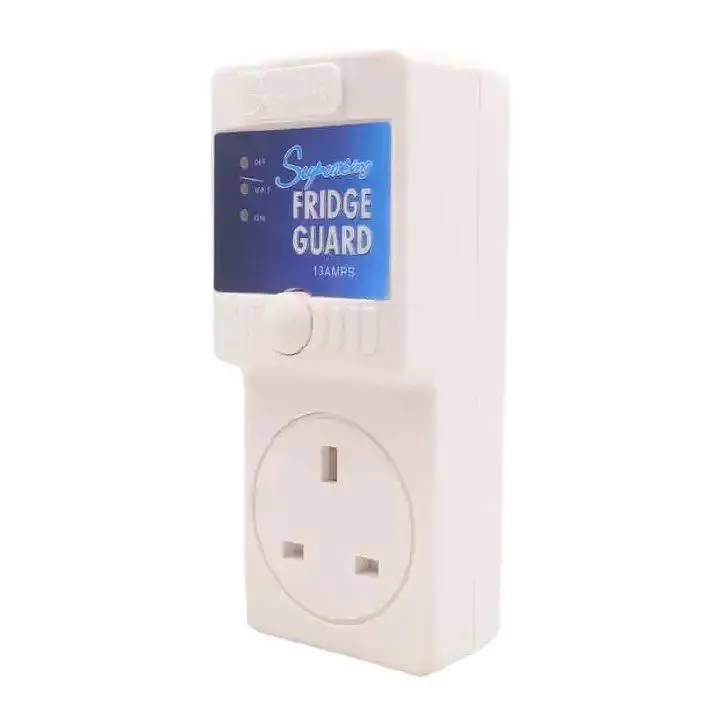 Fridge Guard 13A – Refrigerator Surge Protector & Voltage Stabilizer Against Power Surges and Fluctuations Freezer Guard White Fridge Guard Protector