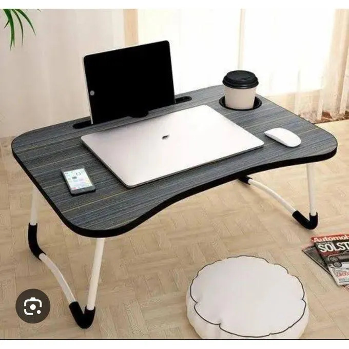Multi-purpose foldable portable laptop desk study table with tablet slot and drink slot 60x40x27cm Lightweight and adjustable for Home Office and Bed use