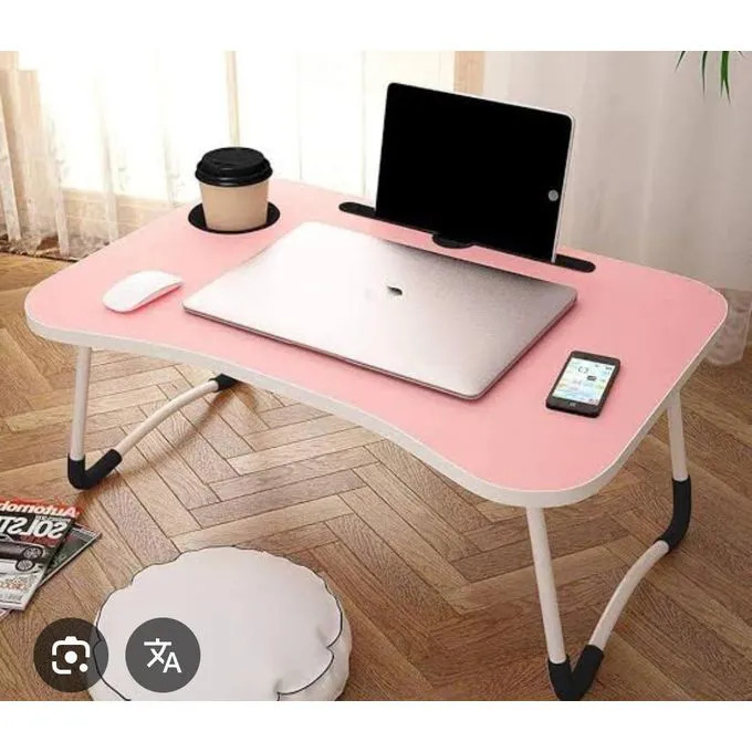 Multi-purpose foldable portable laptop desk study table with tablet slot and drink slot 60x40x27cm Lightweight and adjustable for Home Office and Bed use