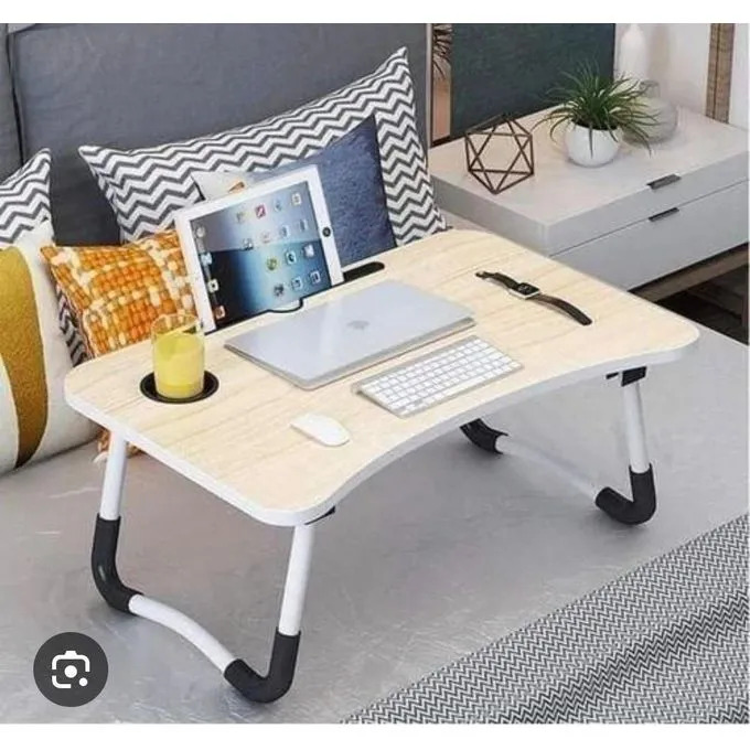 Multi-purpose foldable portable laptop desk study table with tablet slot and drink slot 60x40x27cm Lightweight and adjustable for Home Office and Bed use