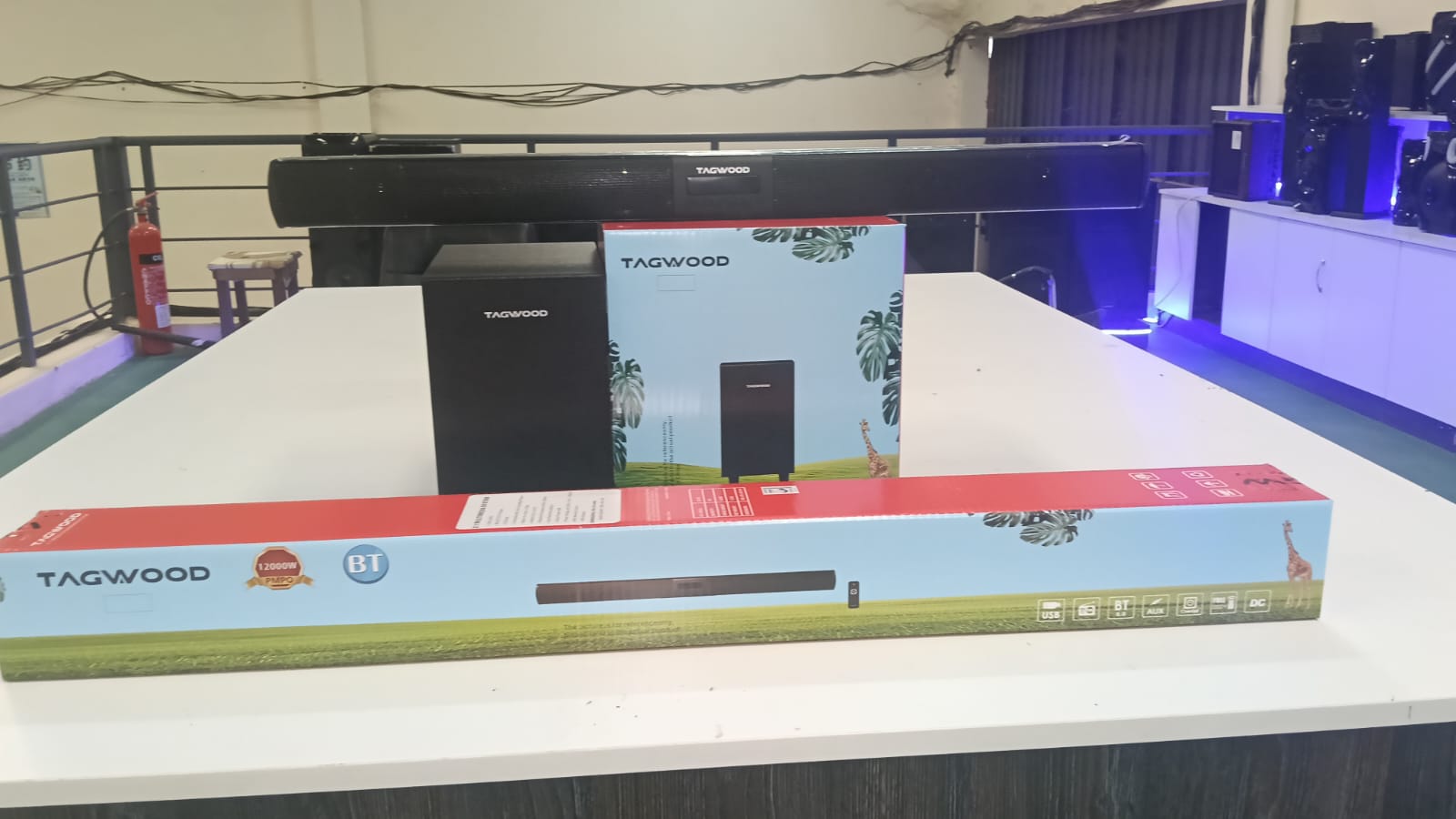 Tagwood 12000W 2.1CH Multimedia Bluetooth Woofer Speaker System Subwoofer Soundbar BT 6.0 /USB/SD/FM AC/DC System Soundbar with Remote Control S5 Speaker bass