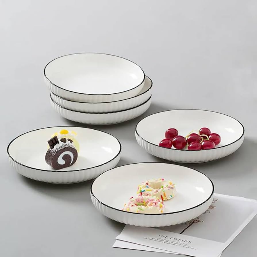 OFFER OFFER Japanese 8 Inch Big Dinner Plates 6PCS Premium Ceramic Plate Set Large Dining Plates Kitchen Serving Plates Home Restaurant Gift Plates