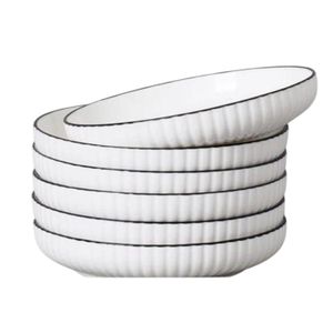 OFFER OFFER Japanese 8 Inch Big Dinner Plates 6PCS Premium Ceramic Plate Set Large Dining Plates Kitchen Serving Plates Home Restaurant Gift Plates