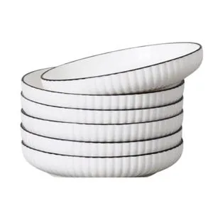 OFFER OFFER Japanese 8 Inch Big Dinner Plates 6PCS Premium Ceramic Plate Set Large Dining Plates Kitchen Serving Plates Home Restaurant Gift Plates