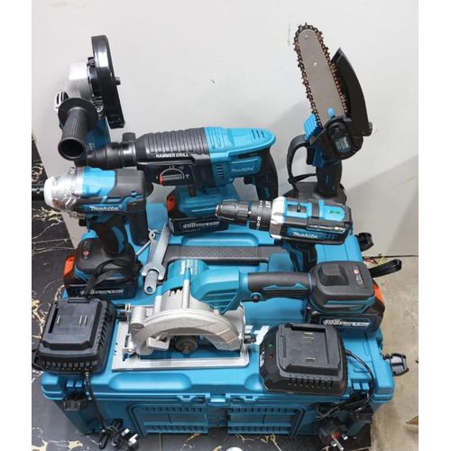 MAKITA 6-1Cordless Power Tools Combo Kit 198V x4pcs– Drill, Angle Grinder, Rotary Hammer & Circular Saw Set with Batteries & Charger (Heavy Duty)