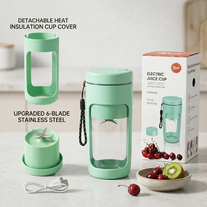 Personal Blender For Shakes And Smoothies Portable Mixer Fruit Juicer USB Rechargeable With 6 Blades Handheld Blenders For Sports Travel And Outdoors Small Electric Mini Blender