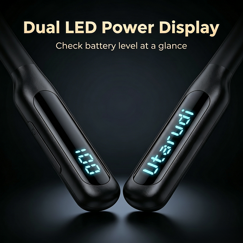 Utarudi 80H Long Battery Magnetic Auto On/Off Neckband Bluetooth Headphones Wireless Earbuds LED Power Display Skin Soft Neckband Headset Hi-Fi Stereo In Ear Earphones for Sports Calls Earphone