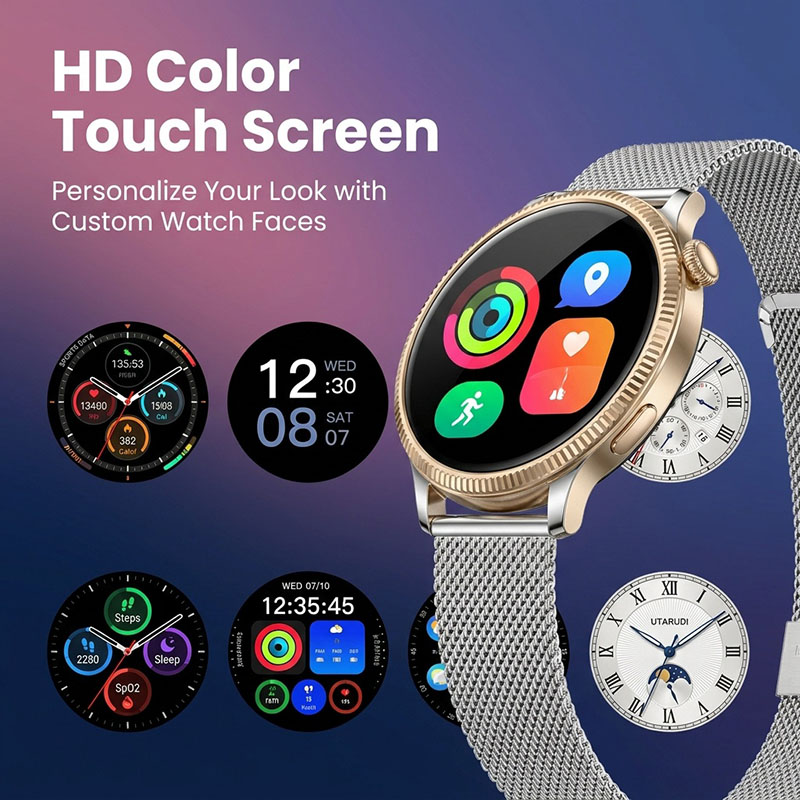 Utarudi GS9A Smart Watch for Women | 3 Interchangeable Straps, Heart Rate & Sleep Monitor, IP68 Waterproof Fitness Smartwatch