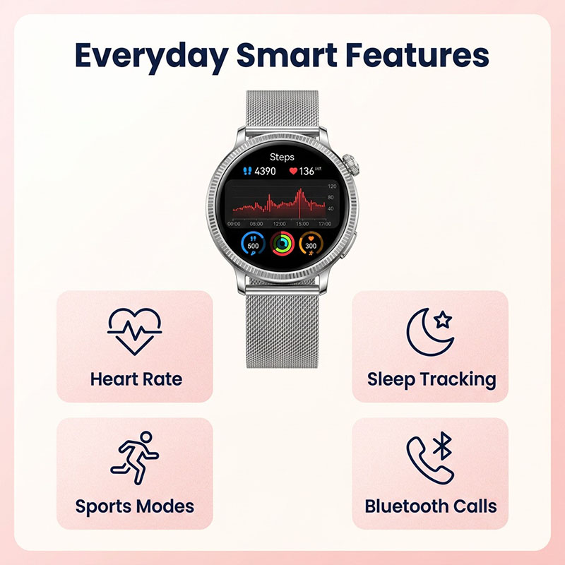 Utarudi GS9A Smart Watch for Women | 3 Interchangeable Straps, Heart Rate & Sleep Monitor, IP68 Waterproof Fitness Smartwatch