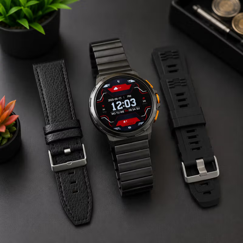 Utarudi GS90 Outdoor Smartwatch | Bluetooth Calls, 3 Replaceable Straps, Heart Rate and Blood Oxygen Monitoring, IP67 Waterproof Fitness Smartwatch