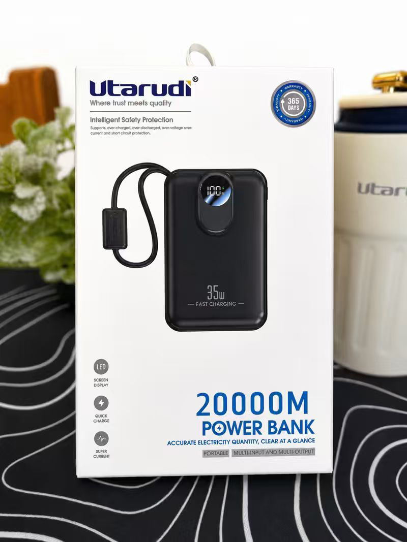 Utarudi PF-03 35W Portable Power Bank | 20000mAh, Fast Charging, LED Display, Portable Charger for iPhone and Android